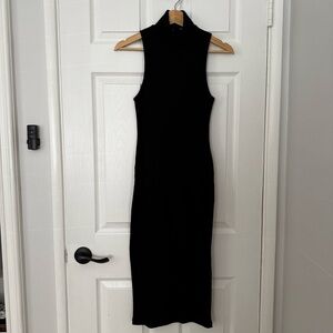 Zara Black High-Neck Midi Dress